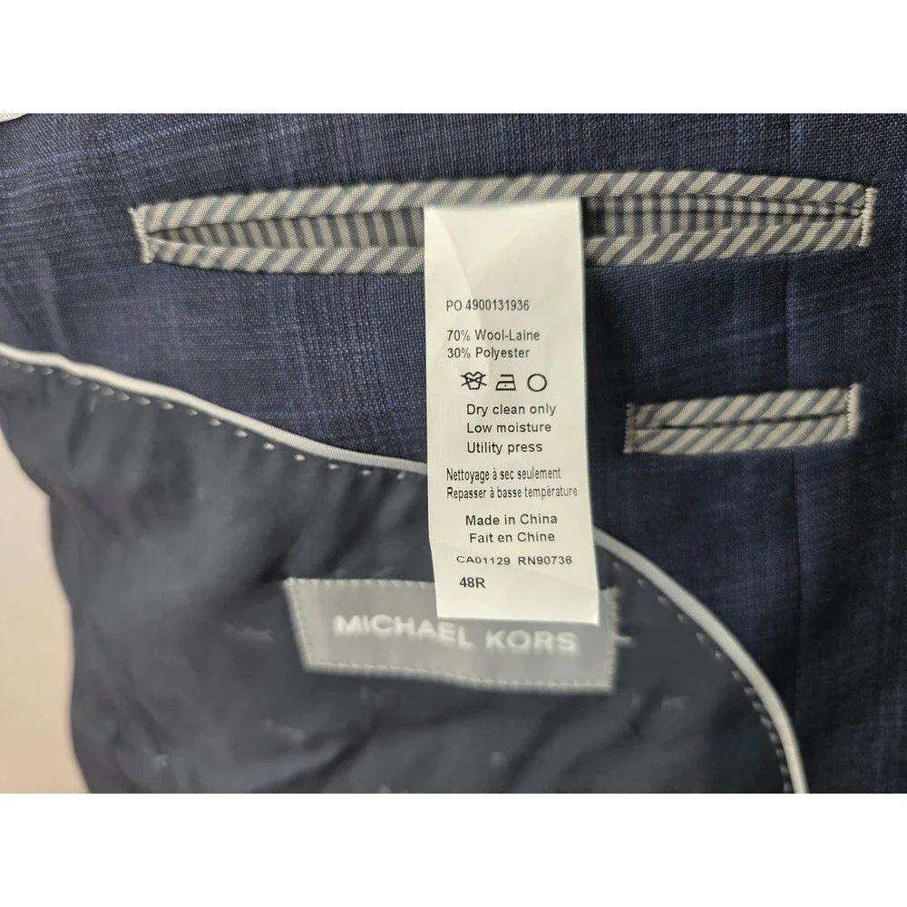 Michael Kors Suit 48R 40X30 Blue Wool Blend Two Button Corpcore Professional